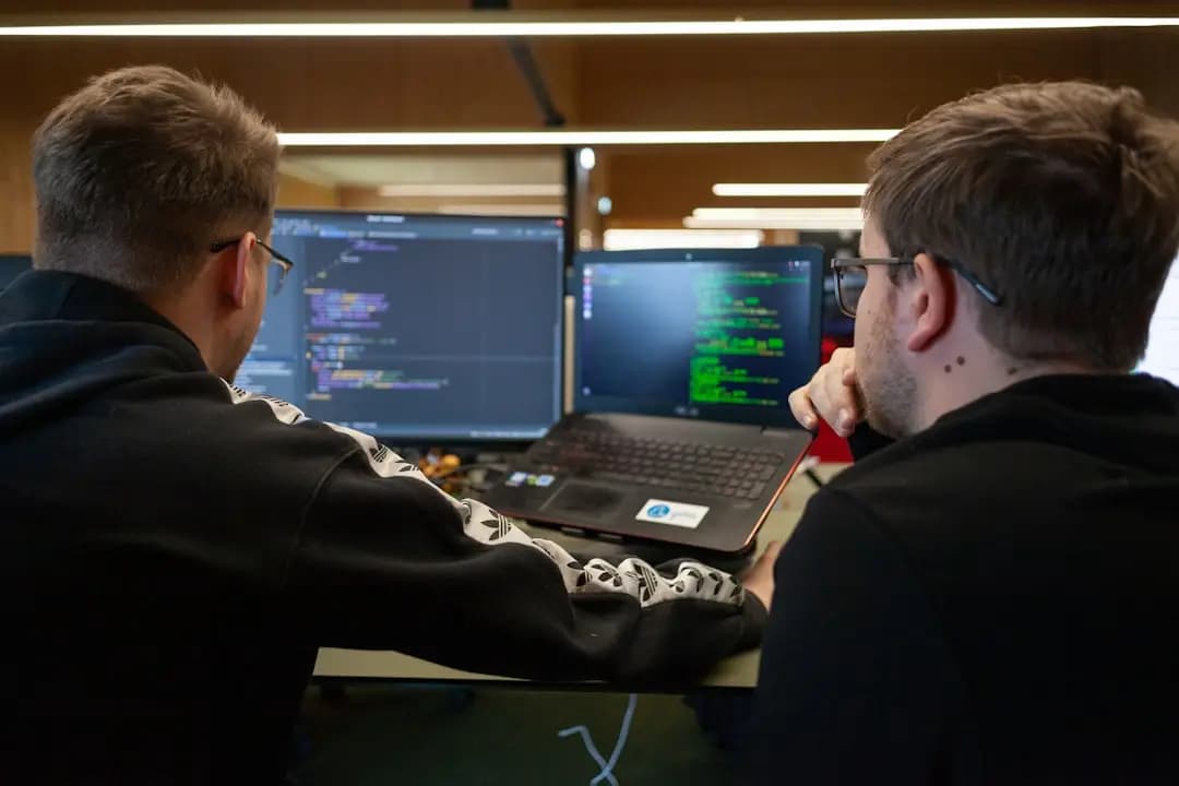 Developers coding workspace
